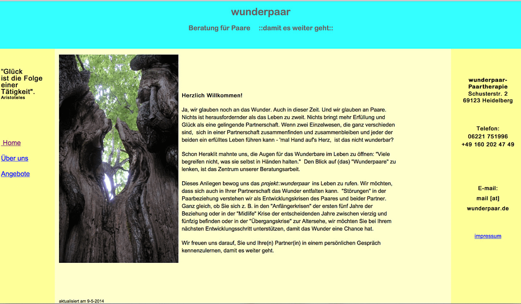 Screenshot der alten Webseite wunderpaar.de